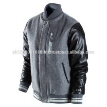 Leather sleeve fleece varsity jacket for men and women